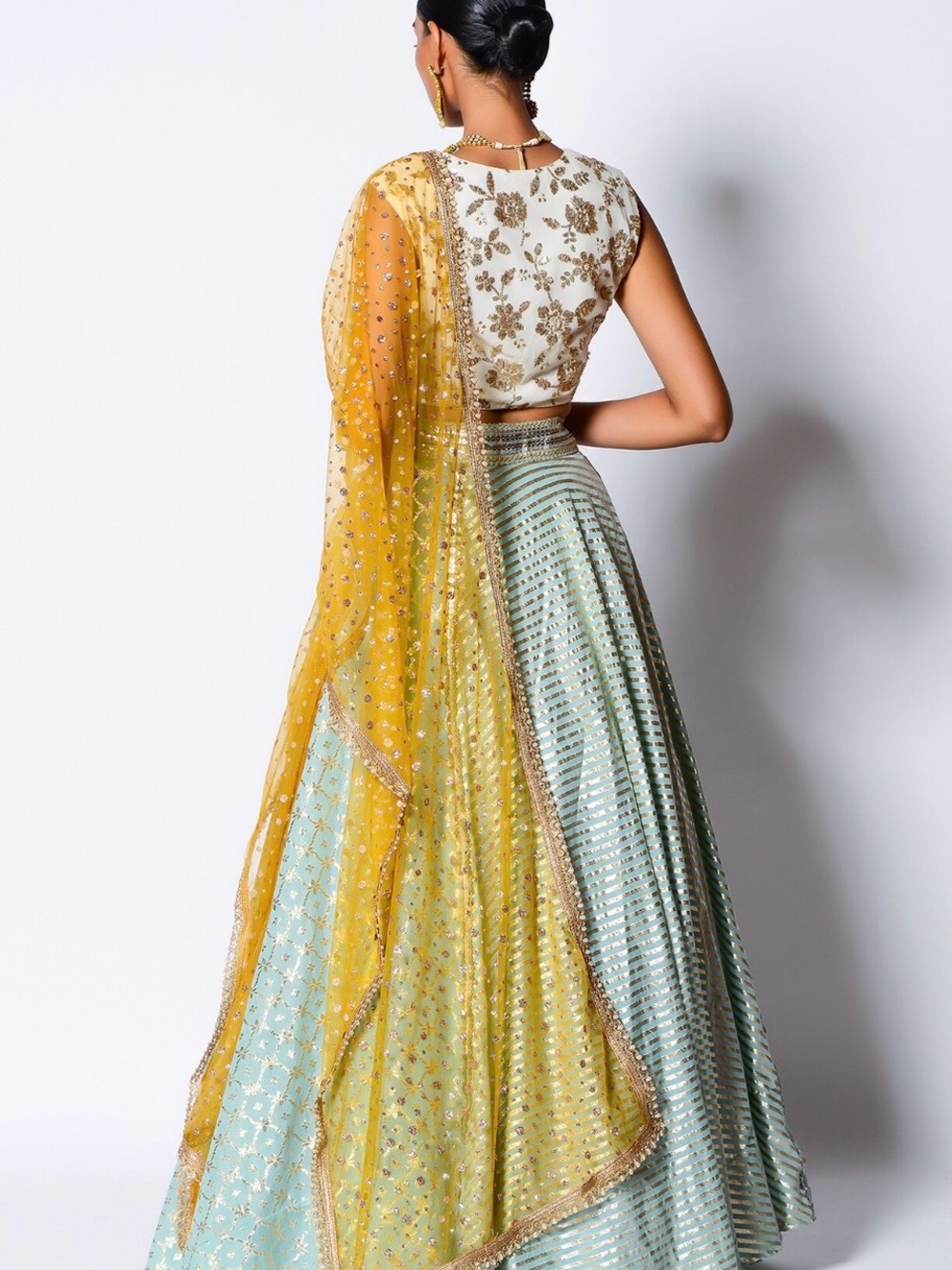 NWT designer RISHI & VIBHUTI Mustard Yellow Embellished Dupatta